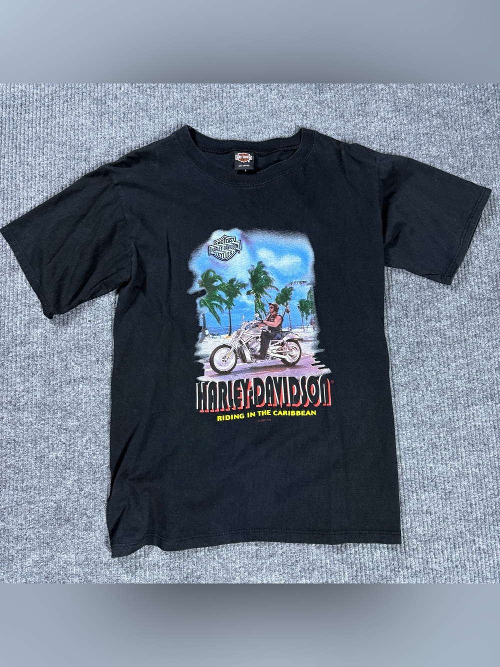 Vintage Harley-Davidson Shirt Mens M Black Big Twin Aruba Motorcycle Biker 2002